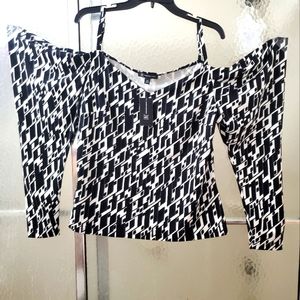 NWT I.N.C. International Concept Beautiful Top; Black/cream Colors; 2X; $50